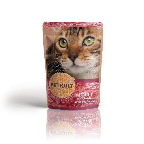 Hrana umeda pentru pisici Petkult cu vânat 100 g