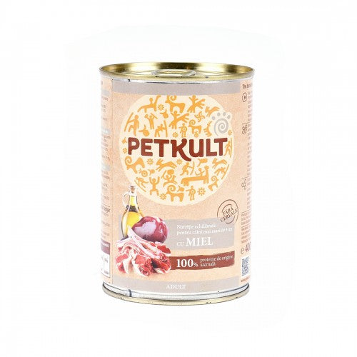 Hrana umeda pentru caini Petkult Adult cu miel 400 g