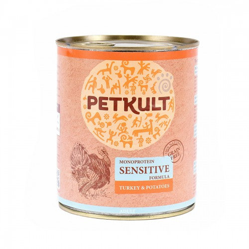 Hrana umeda pentru caini Petkult Sensitive cu curcan si cartof 800 g