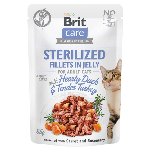 Brit Care Cat Sterilized Fillets in Jelly with Hearty Duck & Turkey 85 g