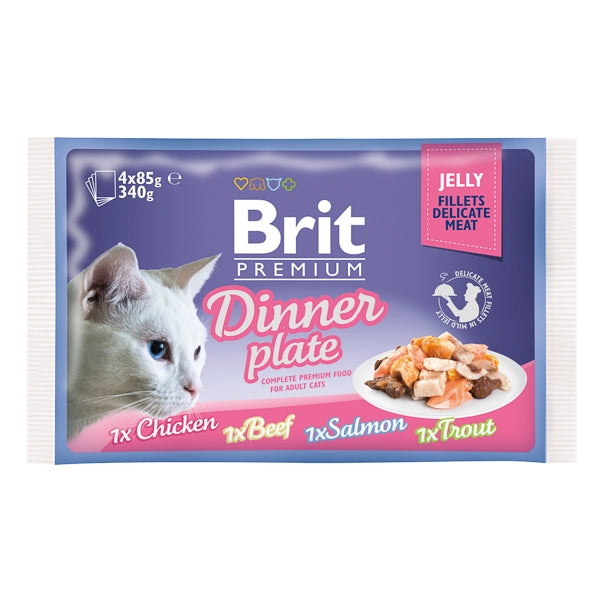 Brit Cat Multipack Delicate Dinner Plate in Jelly 4 x 85 g