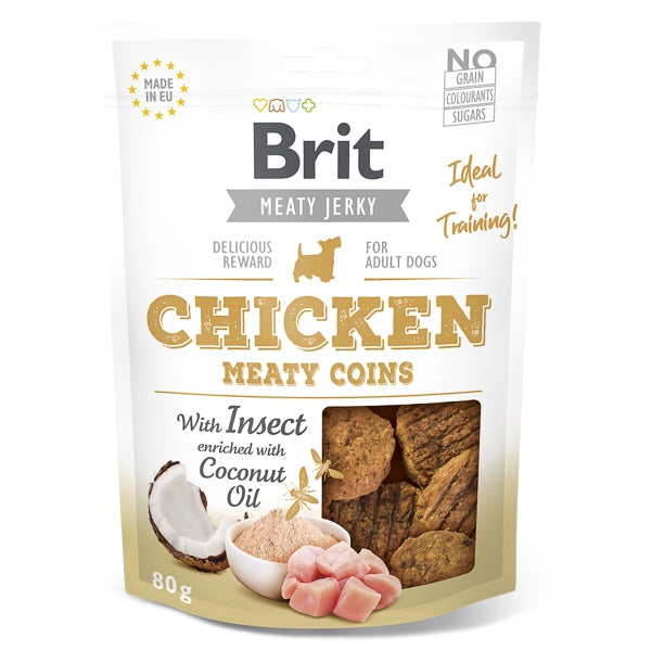 Brit Dog Jerky Chicken With Insect Meaty Coins 80 g