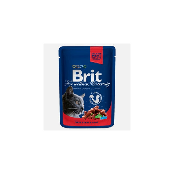 Brit Premium Cat plic cu carne de vita si mazare 100 gr