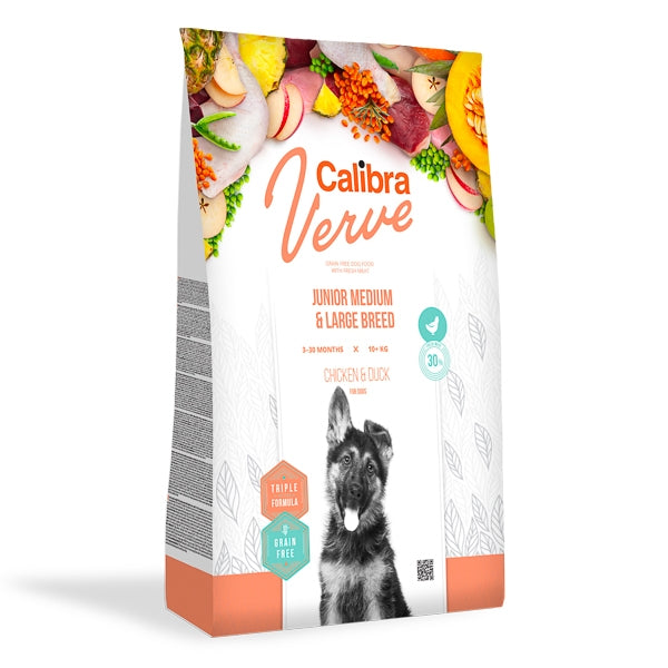 Calibra Dog Verve GF Junior M and L Chicken and Duck 12 kg